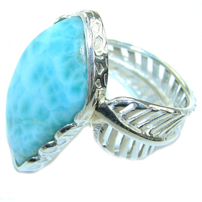 AAA Blue Larimar Sterling Silver Ring s. 6 1/4- adjustable