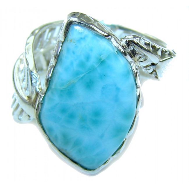 AAA Blue Larimar Sterling Silver Ring s. 6 1/4- adjustable
