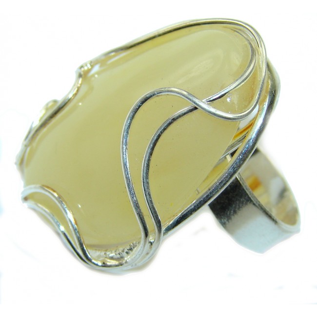 LaRGE Natural Beauty AAA Butterscotch Amber Sterling Silver Ring s. 7- adjustable