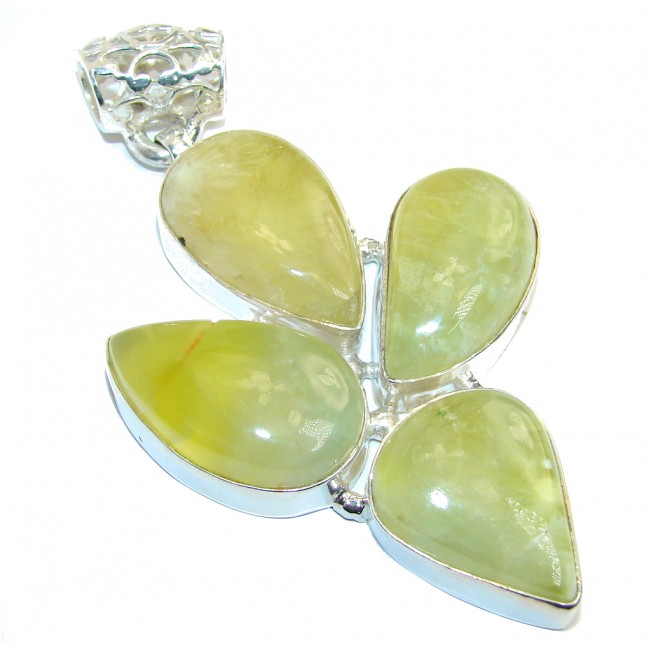 Open your mind Genuine AAA Prehnite Sterling Silver Pendant