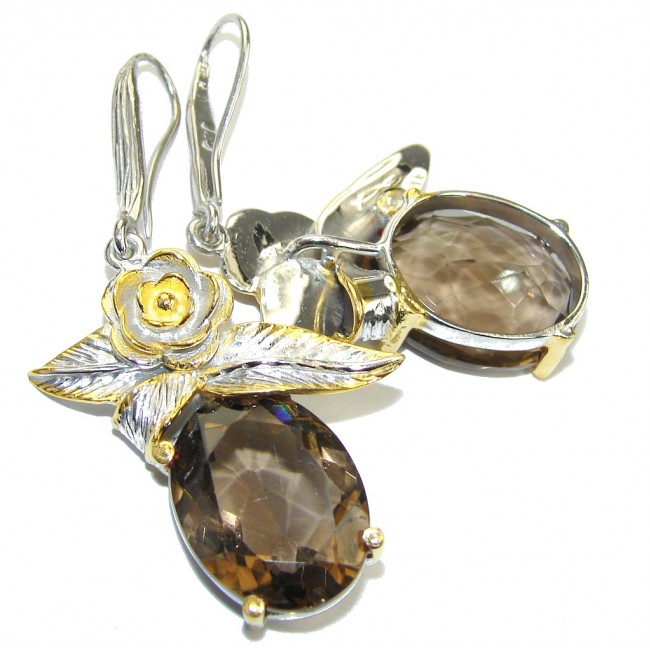 Beautiful AAA Smoky Topaz, Gold Plated Sterling Silver earrings