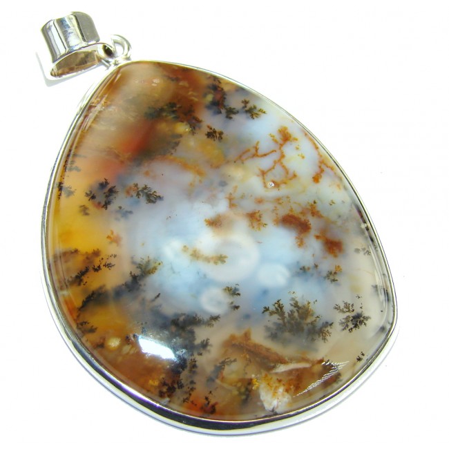 Snow Falling AAA Dendritic agate Sterling Silver Pendant