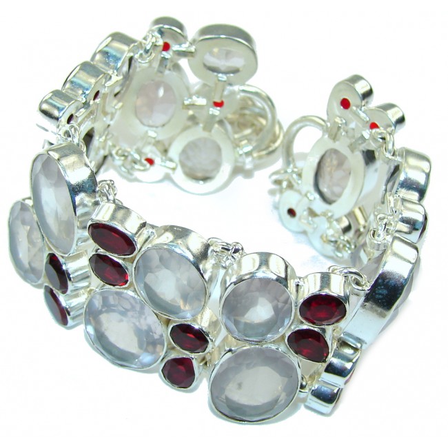 Ray Of Light Faceted Rose Quartz Sterling Silver Bracelet