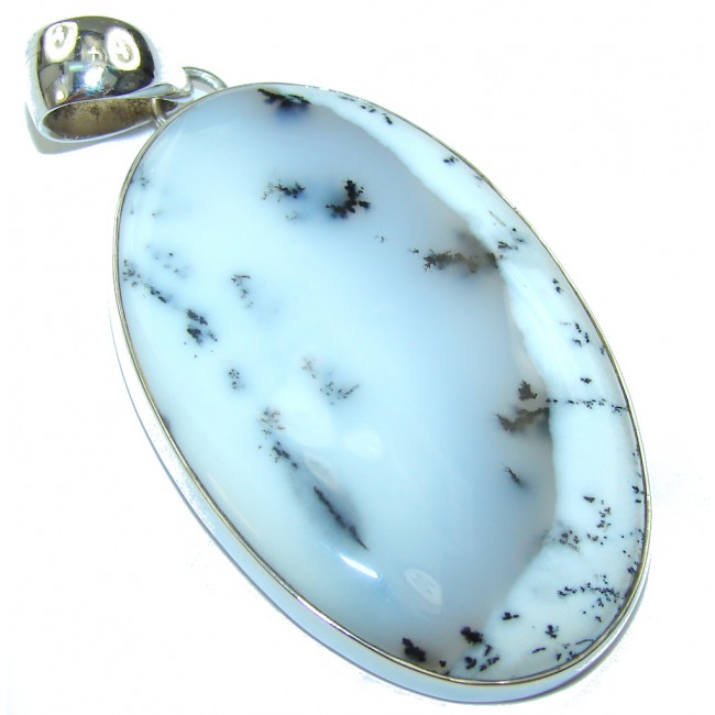 Big! Snow Falling AAA Dendritic Agate Sterling Silver Pendant