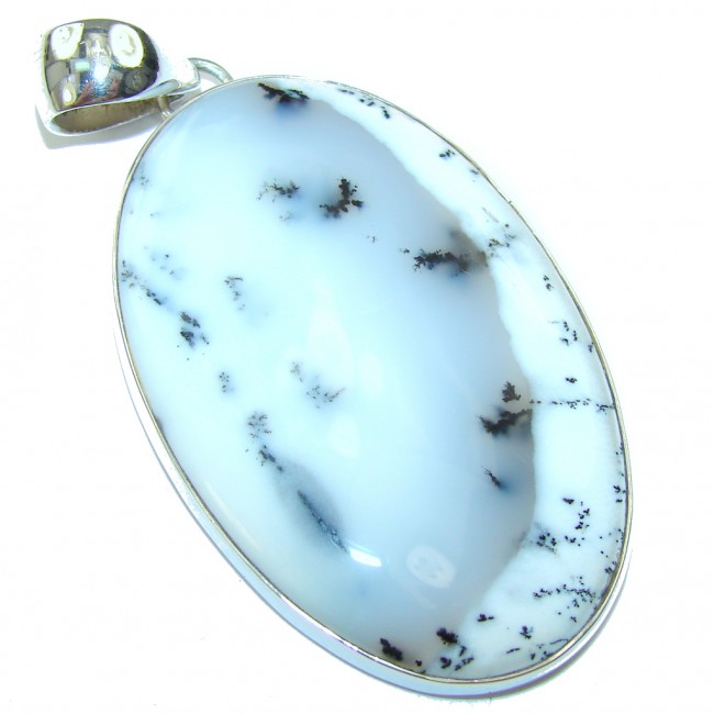 Big! Snow Falling AAA Dendritic Agate Sterling Silver Pendant
