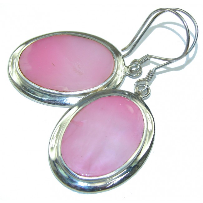 Big! Delicate Light Pink Blister Pearl Sterling Silver earrings