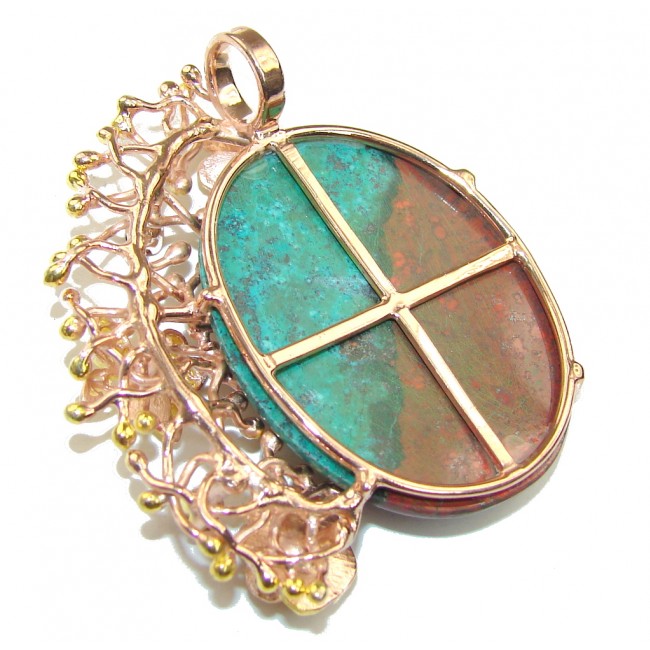 Gorgeous AAA Red Sonora Jasper, Rose & Gold Plated Sterling Silver Pendant