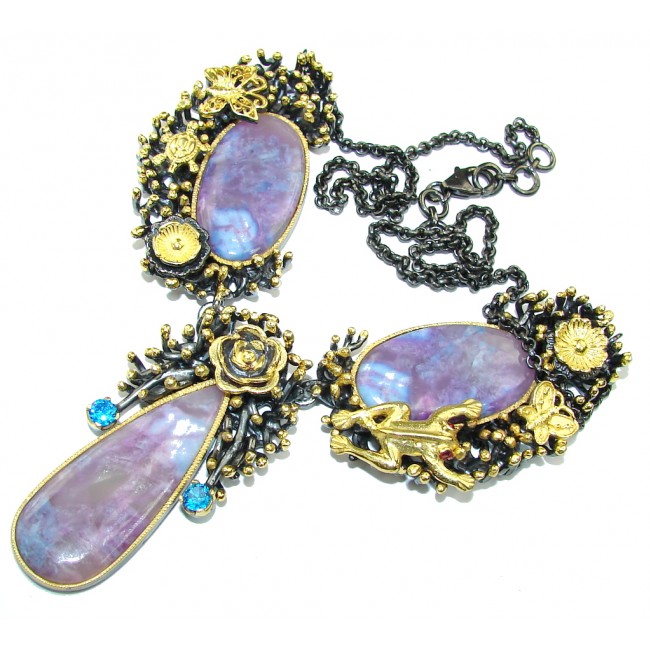 Mystic Princess! AAA Purple Sugalite, Gold Plated, Rhodium PLated Sterling Silver necklace