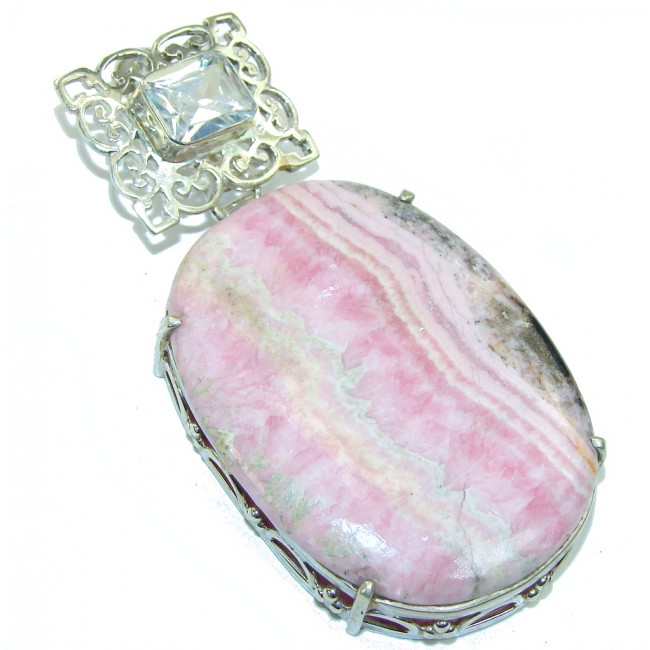 Large! Fashion Pink Rhodochrosite Sterling Silver Pendant
