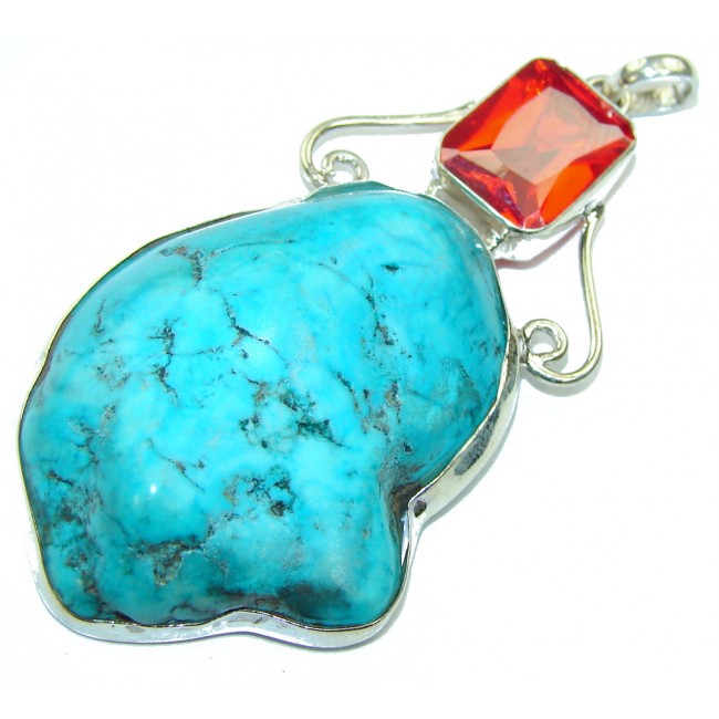 Classic Beauty! Blue Turquoise Sterling Silver Pendant