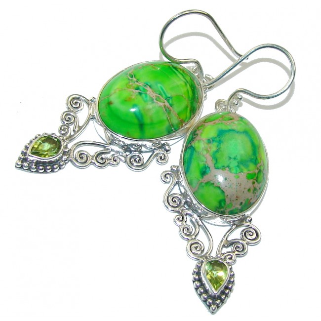 Amazing Green Sea Sediment Jasper Sterling Silver earrings
