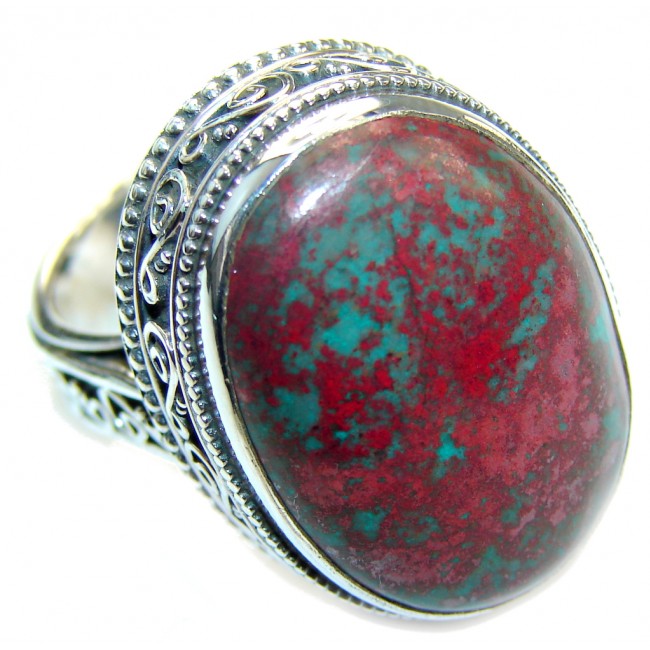 Big! Excellent Red Sonora Jasper Sterling Silver Ring s. 8 1/2