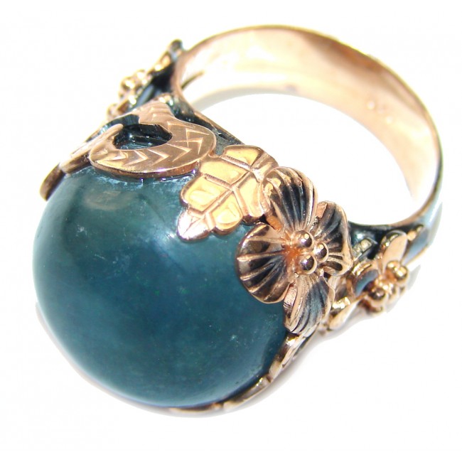 Green Legacy AAA Green Fluorite, Rose Gold Plated, Rhodium Plated Sterling Silver Ring s. 7