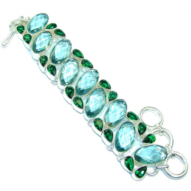 Mint Petals!! Created Apatite Sterling Silver Bracelet
