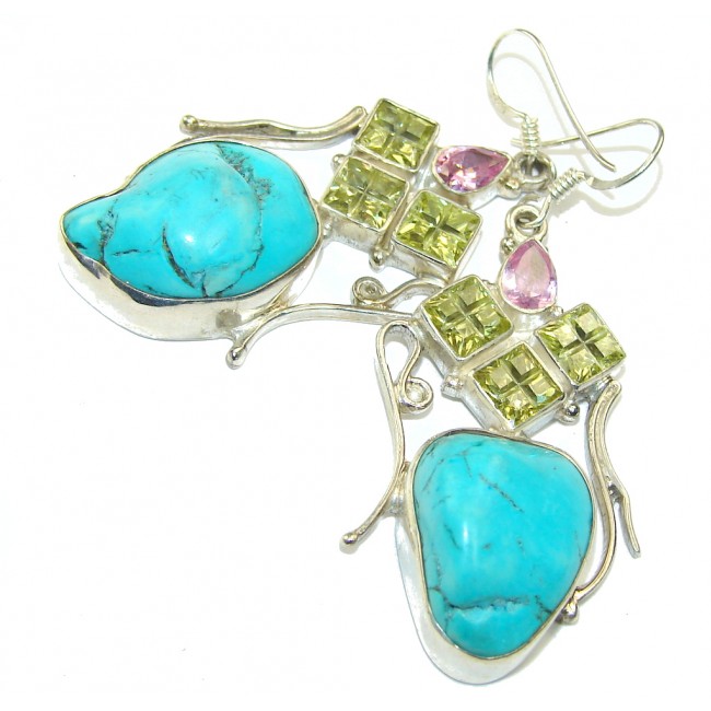 Classic Beauty! Blue Turquoise Sterling Silver earrings