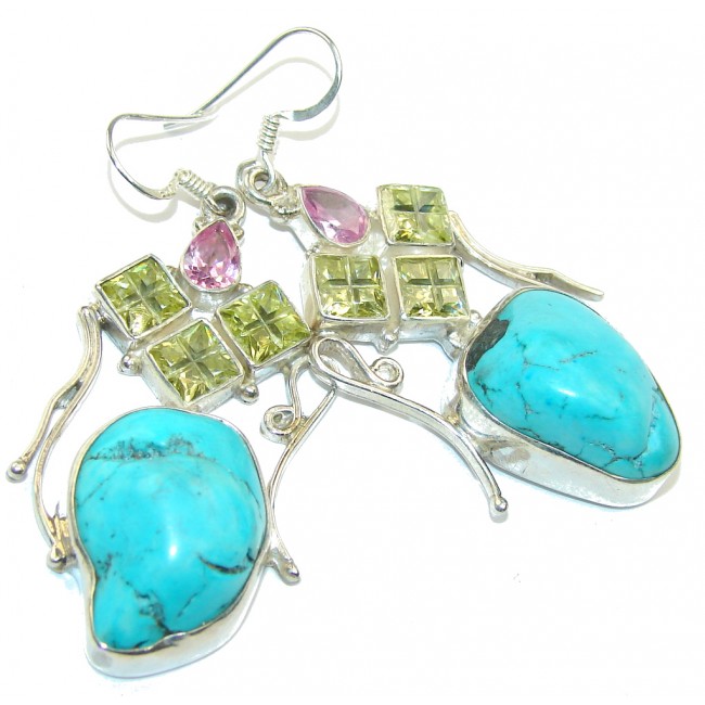 Classic Beauty! Blue Turquoise Sterling Silver earrings
