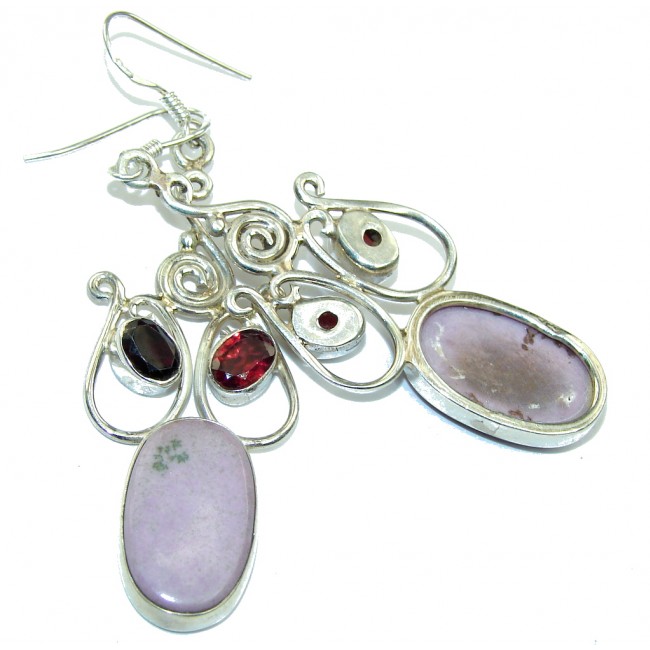 Amazing! Purple Sugalite & Garnet Sterling Silver earrings
