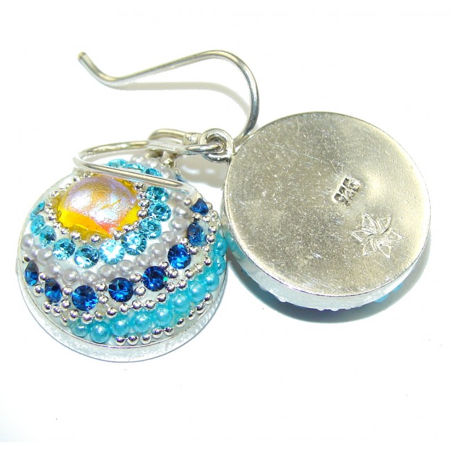 Mexican Art! Multicolor Glass Sterling Silver earrings