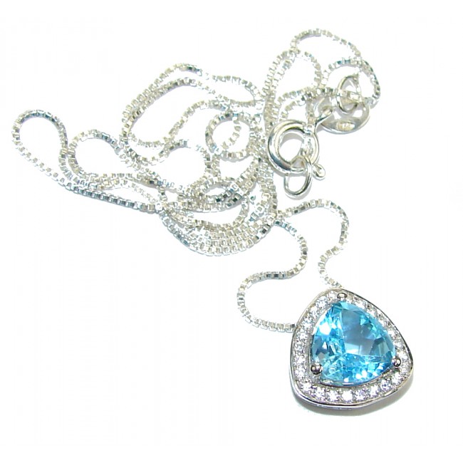 Natural AAA Blue Topaz & White Topaz Sterling Silver necklace