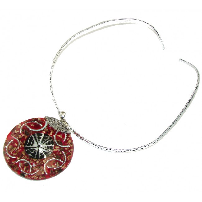 Big! Red Ocean Beauty Shell Sterling Silver necklace