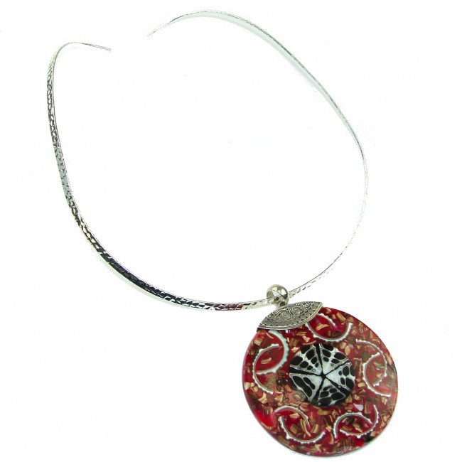 Big! Red Ocean Beauty Shell Sterling Silver necklace