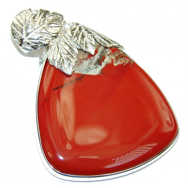 Amazing AAA Red Jasper Sterling Silver Pendant
