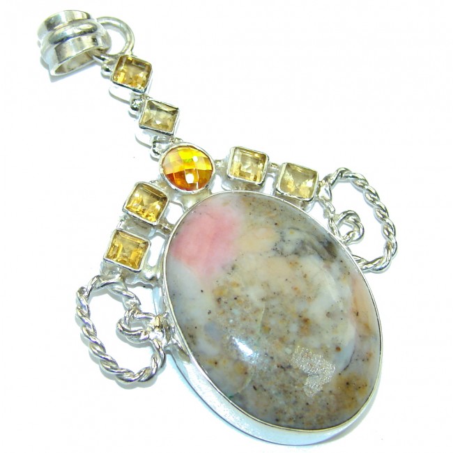 Excellent Montana Agate & Citrine Sterling Silver Pendant