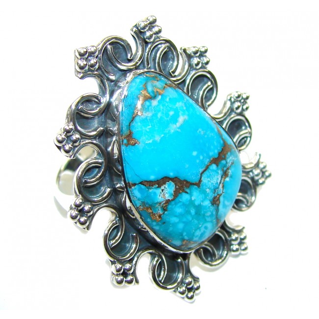 Big! Secret Of The Sea Blue Turquoise Sterling Silver Ring s. 9