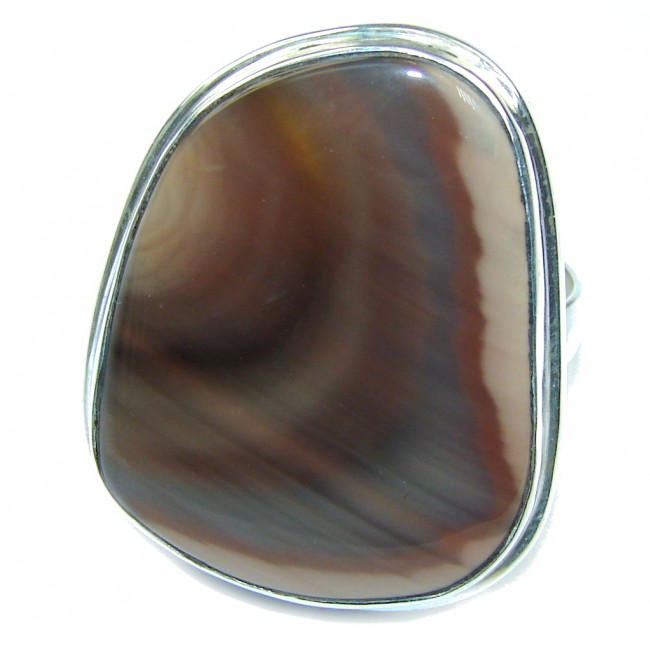 Perfect Brown Imperial Jasper Sterling Silver Ring s. 9- adjustable