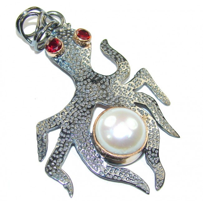 Exclusive Design AAA Fresh Water Pearl, Rose Gold Plated, Rhodium Plated Sterling Silver Pendant