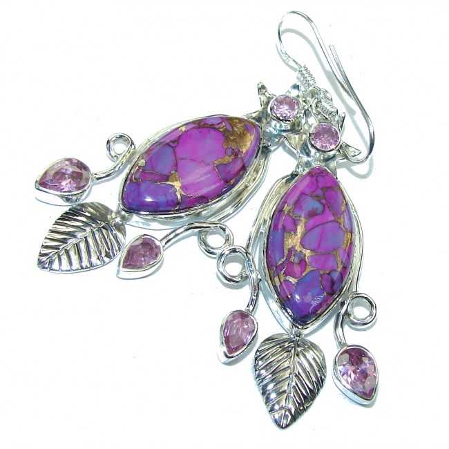 Lavender Secret Copper Purple Turquoise Sterling Silver earrings
