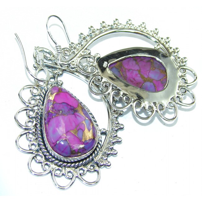 Big! Secret Beauty Copper Purple Turquoise Sterling Silver earrings