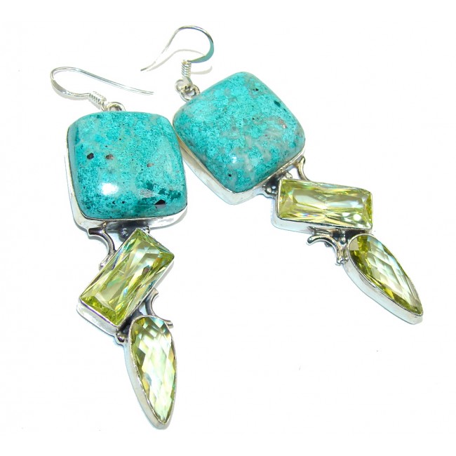 Bohemian Style Mint Turquoise Sterling Silver earrings