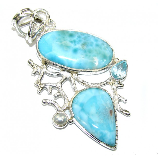 Just Perfect AAA Blue Larimar Pearl Sterling Silver Pendant