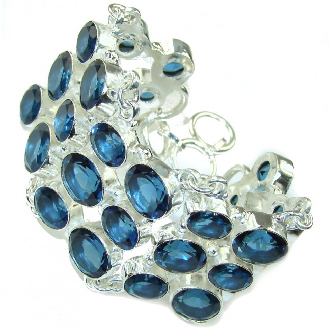 Fancy Created Blue London Topaz Sterling Silver Bracelet