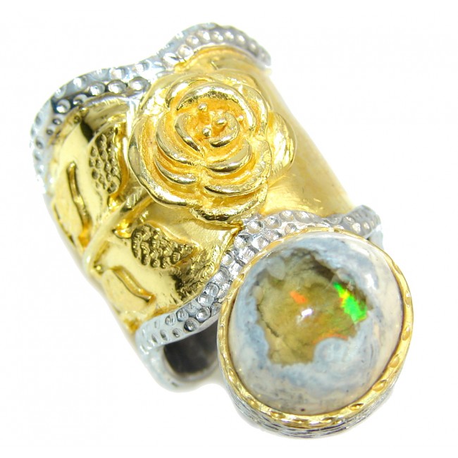 Natural Mexican Fire Opal Gold Plated over Sterling Silver Ring s. 6