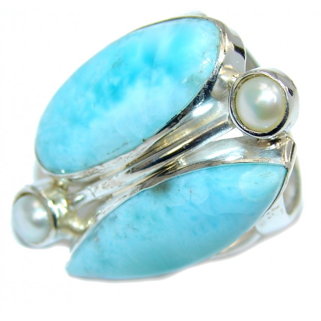 Ocean Blue Larimar Sterling Silver Ring s. 7 1/2