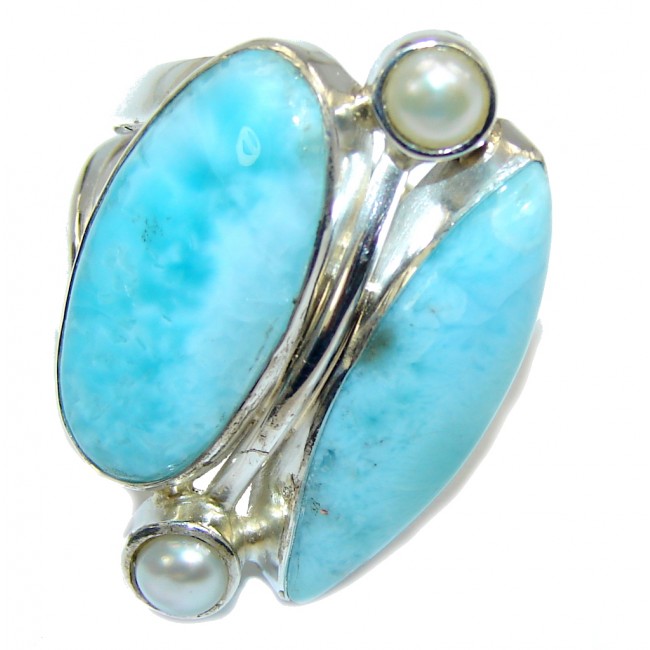 Ocean Blue Larimar Sterling Silver Ring s. 7 1/2