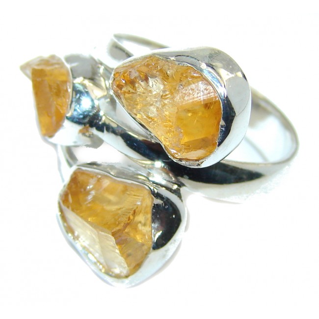 Secret AAA Rough Citrine Sterling Silver Ring s. 7