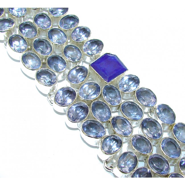 Special Moment Created Blue Tanzanite & Sapphire Sterling Silver Bracelet