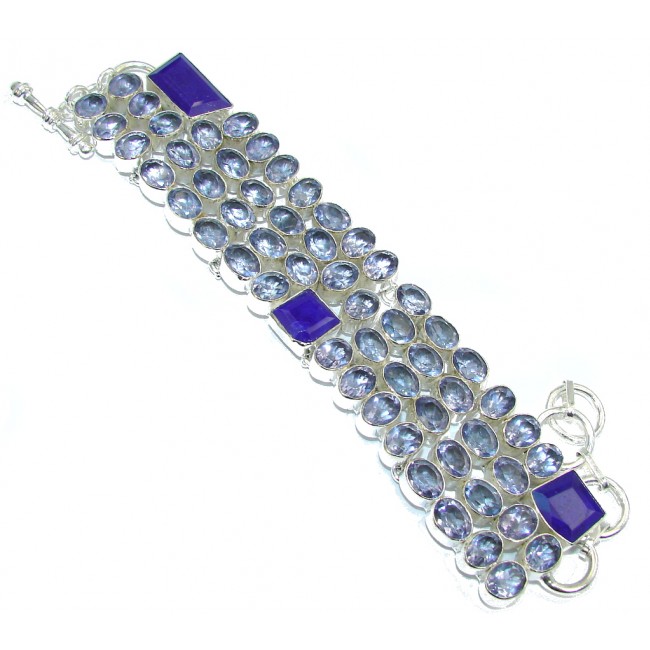 Special Moment Created Blue Tanzanite & Sapphire Sterling Silver Bracelet