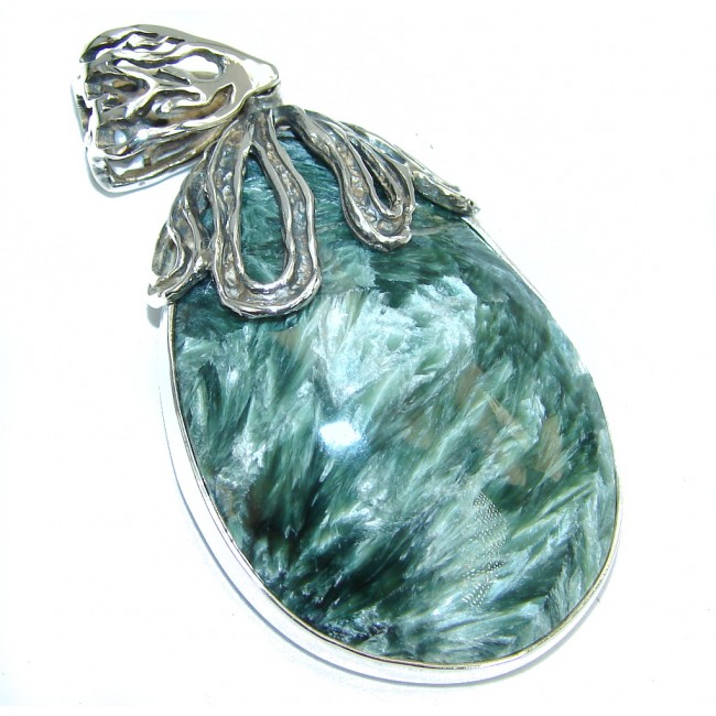 Secret AAA Green Seraphinite Sterling Silver Pendant