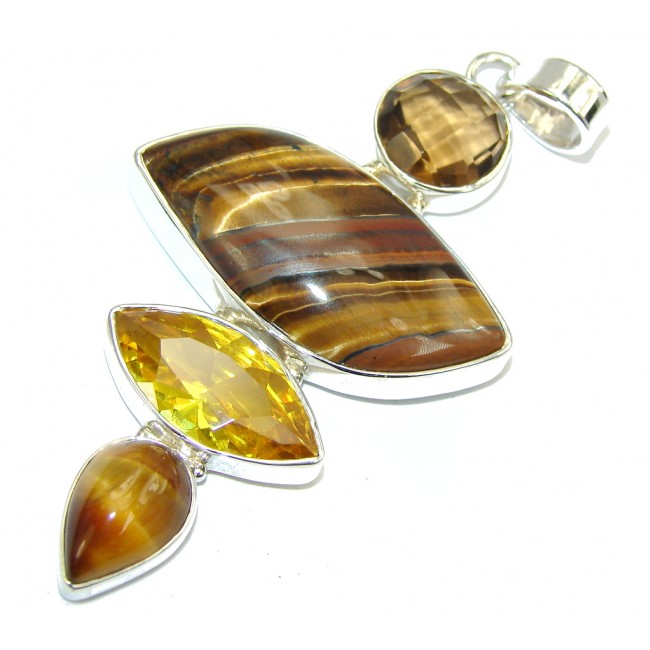 Amazing Brown Tigers Eye Sterling Silver Pendant