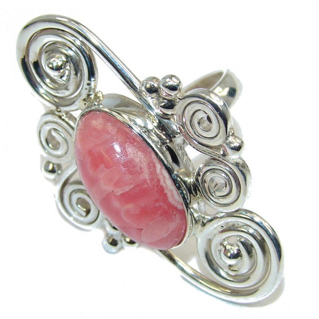Secret Melody Pink Rhodochrosite Sterling Silver Ring s. 8 1/2