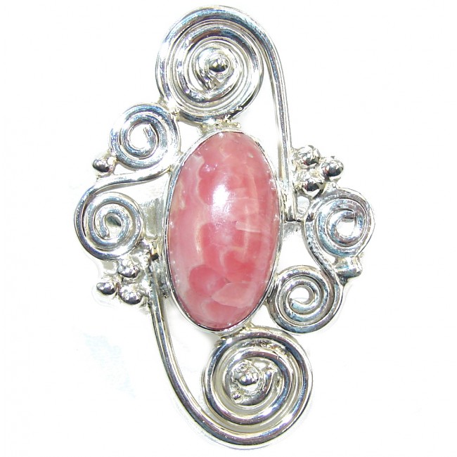 Secret Melody Pink Rhodochrosite Sterling Silver Ring s. 8 1/2
