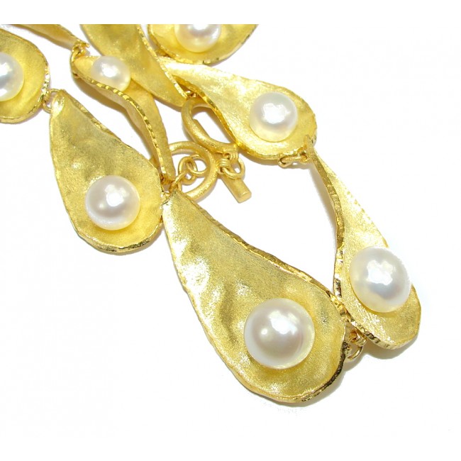 Luxury Design Fresh Water Pearl Gold Plated Sterling Silver necklace
