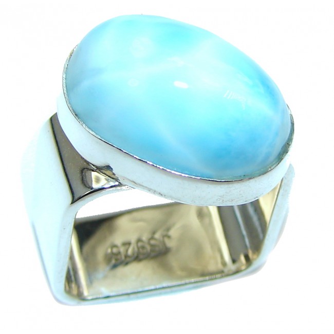 Fashion Beauty AAA Blue Larimar Sterling Silver Ring s. 5 1/4