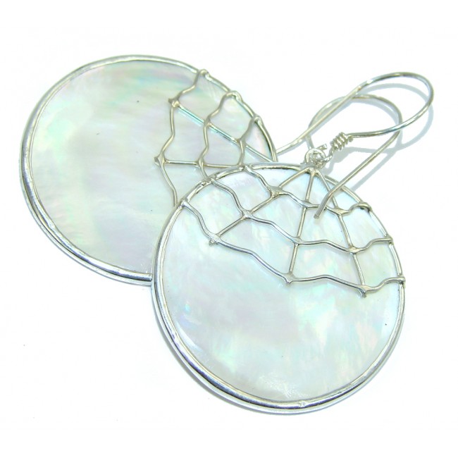 Spider web Silver Blister Pearl Sterling Silver Earrings
