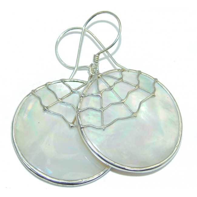 Spider web Silver Blister Pearl Sterling Silver Earrings