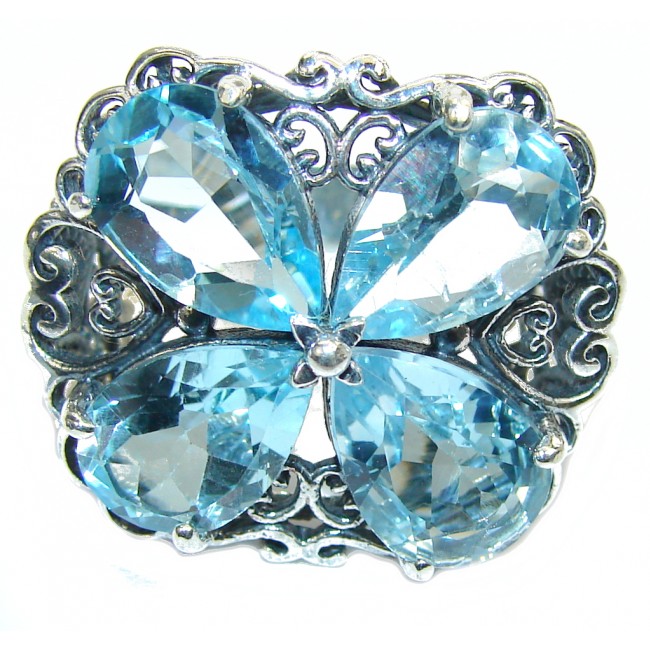 Genuine Swiss Blue Topaz Sterling Silver Ring s. 5 1/4